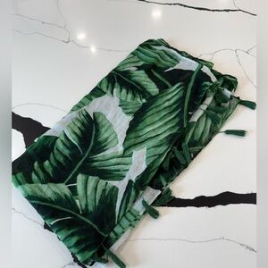 Green Tropical Leaf Tassel swim wrap